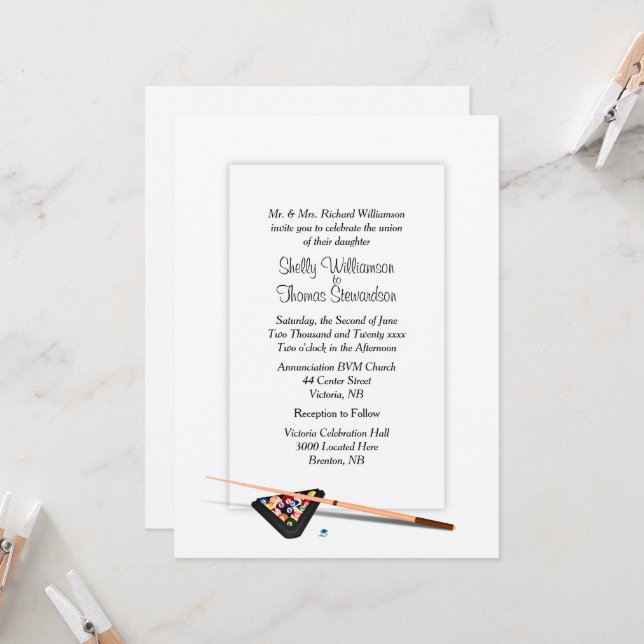Billiard Theme Wedding Invitation (Front/Back In Situ)
