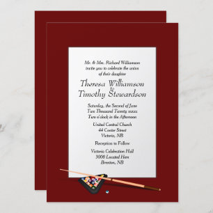 Billiard Theme Wedding Invitation Deep Red