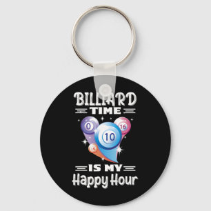 Billiard Time Happy Hour With Billiard  Keychain