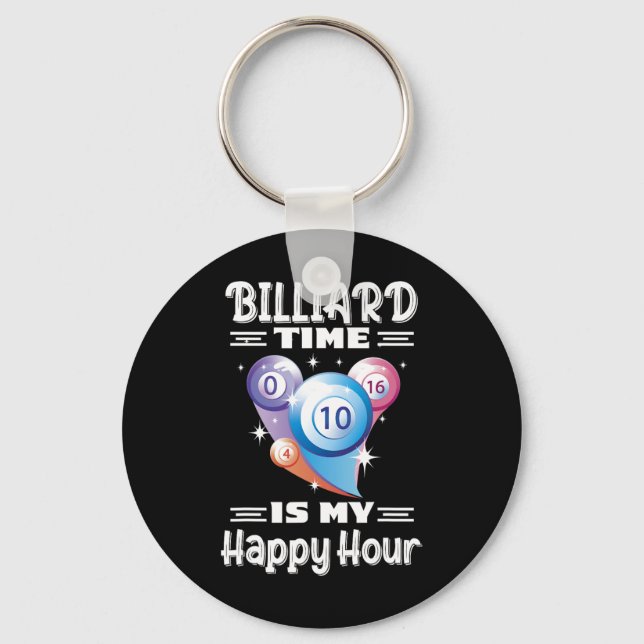 Billiard Time Happy Hour With Billiard  Keychain (Front)