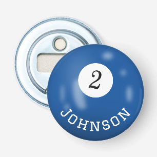 Billiard Two Ball With Custom Name Bottle Opener