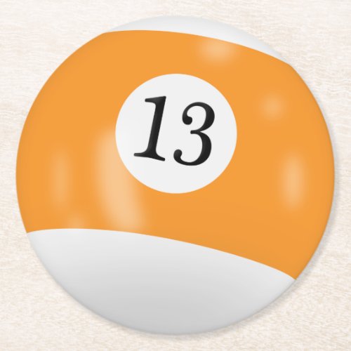 Billiards 13 ball round paper coaster