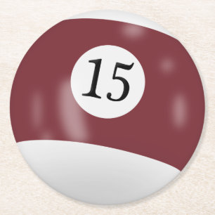Billiards 15 ball round paper coaster