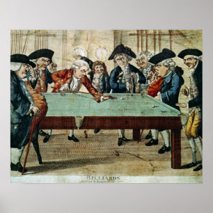Billiards, 18th century etching by R.Sayer Poster