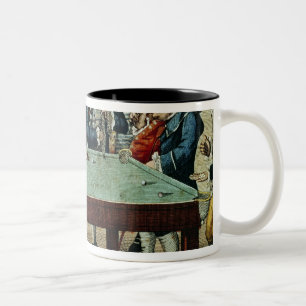 Billiards, 18th century etching by R.Sayer Two-Tone Coffee Mug