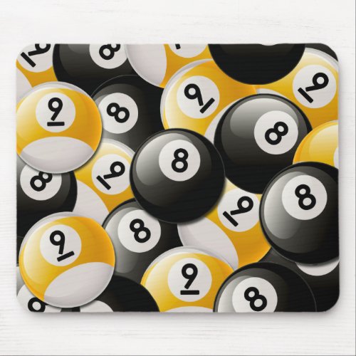 BILLIARDS 8  9 BALLS COLLAGE MOUSE PAD