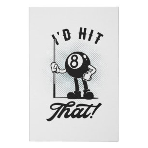 Billiards 8-ball Funny Cartoon Pool Snooker Faux Canvas Print