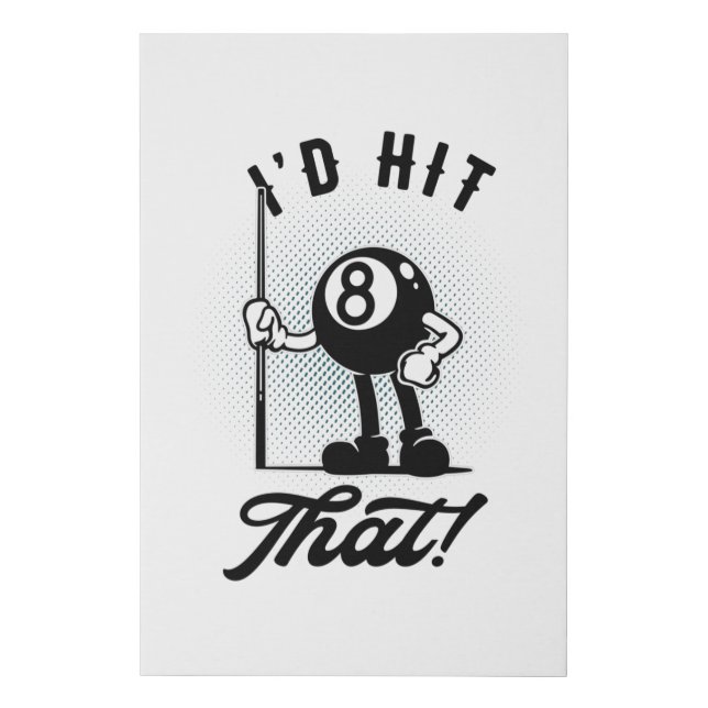 Billiards 8-ball Funny Cartoon Pool Snooker Faux Canvas Print (Front)