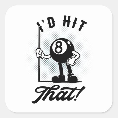 Billiards 8_ball Funny Cartoon Pool Snooker Square Sticker