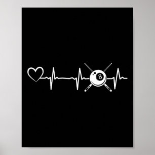 Billiards 8-ball Pool Billiard Heartbeat Heart - B Poster