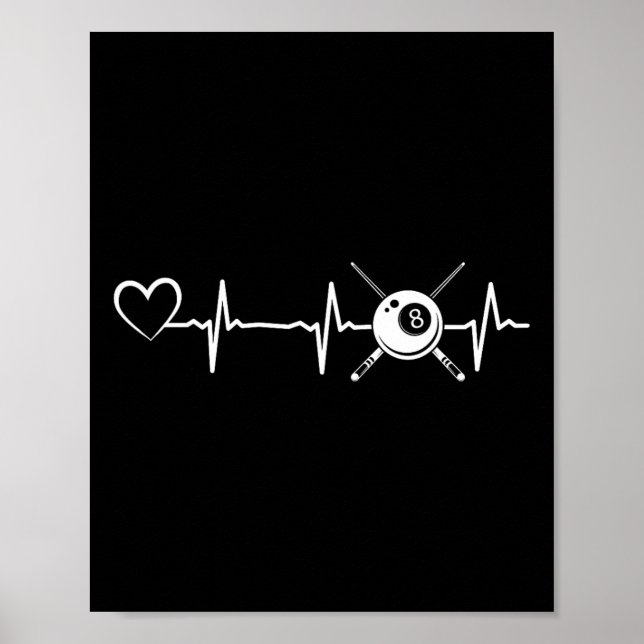 Billiards 8-ball Pool Billiard Heartbeat Heart - B Poster (Front)