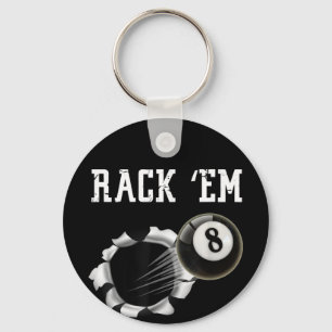 Billiards 8 Ball Rack Em Keychain