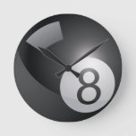 Billiards 8 Ball Round Clock