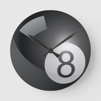 Billiards 8 Ball Round Clock