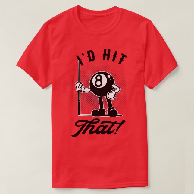 Billiards 8ball Funny toon Pool Snooker T-Shirt (Design Front)