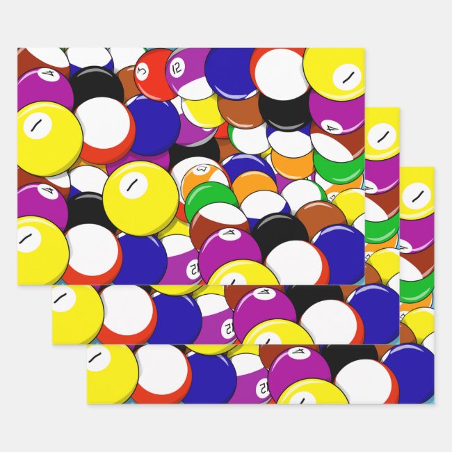 Billiards Abstract Pattern Wrapping Paper Set