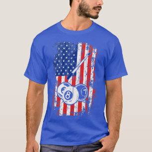 Billiards American Flag Cue Pool Balls Billiard Pl T-Shirt