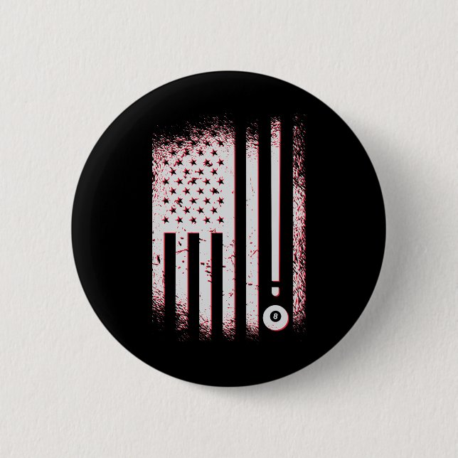 Billiards American Flag Usa Pool Players And Billa Button (Front)