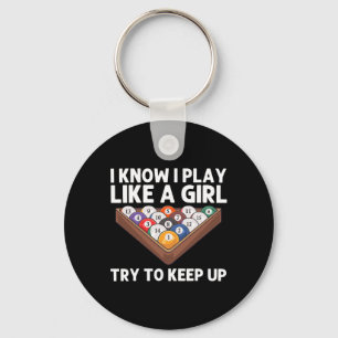 Billiards Art For Girls Women 8 Ball Pool Billiard Keychain