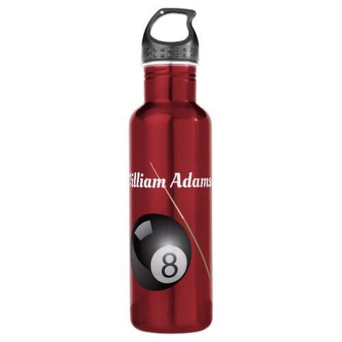 Billiards ball and cue Personalize many colors Stainless Steel Water Bottle