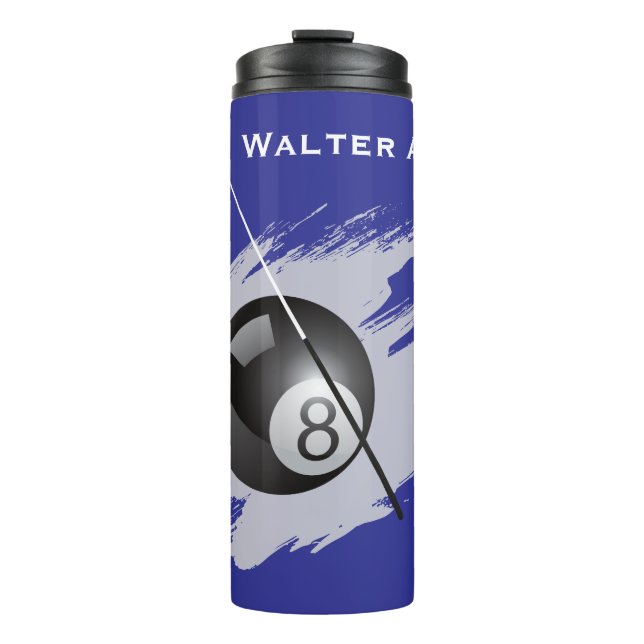 Billiards - Ball and Cue Stick - Personalize Thermal Tumbler (Front)