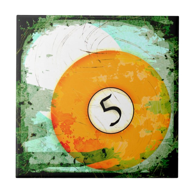 BILLIARDS BALL NUMBER 5 CERAMIC TILE (Front)