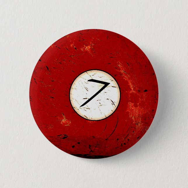BILLIARDS BALL NUMBER 7 PINBACK BUTTON (Front)