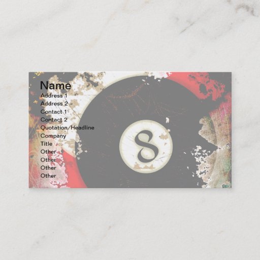 Customizable BILLIARDS BALL NUMBER 8 BUSINESS CARD