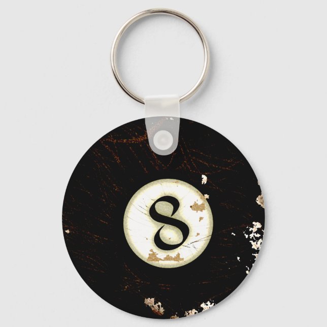 BILLIARDS BALL NUMBER 8 KEYCHAIN (Front)