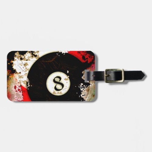 BILLIARDS BALL NUMBER 8 LUGGAGE TAG