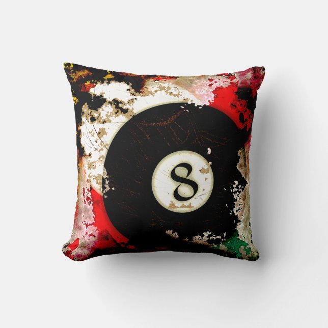 BILLIARDS BALL NUMBER 8 THROW PILLOW (Front)