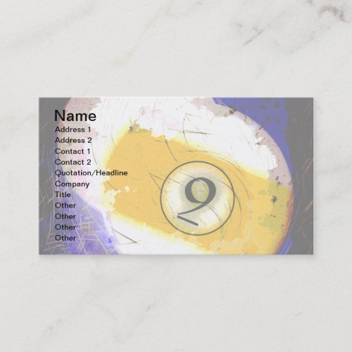 BILLIARDS BALL NUMBER 9 BUSINESS CARD