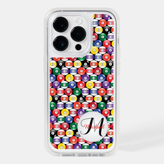 Billiards Ball Pattern - Monogram Otterbox iPhone Case (Back)