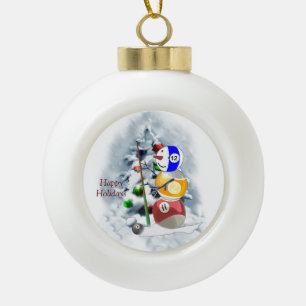 Billiards Ball Snowman Christmas Acrylic Ornament