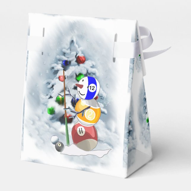 Billiards Ball Snowman Christmas Favor Boxes (Back Side)