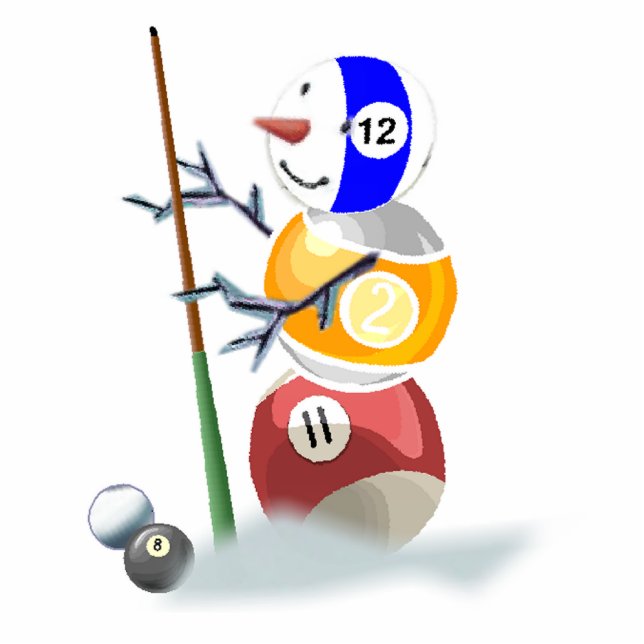 Billiards ball snowman Christmas Ornament (Front)