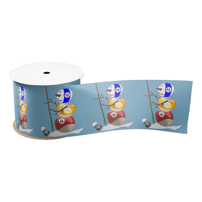 Billiards Ball Snowman Christmas Satin Ribbon (Spool)