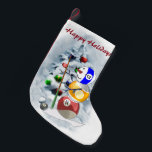 Billiards Ball Snowman Christmas Small Christmas Stocking<br><div class="desc">Any pool player will love hanging up this adorable snowman stocking for Santa to fill. Unique gift idea for Christmas that sports lovers will enjoy.</div>