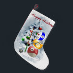Billiards Ball Snowman Christmas Small Christmas Stocking<br><div class="desc">Any pool player will love hanging up this adorable snowman stocking for Santa to fill. Unique gift idea for Christmas that sports lovers will enjoy.</div>