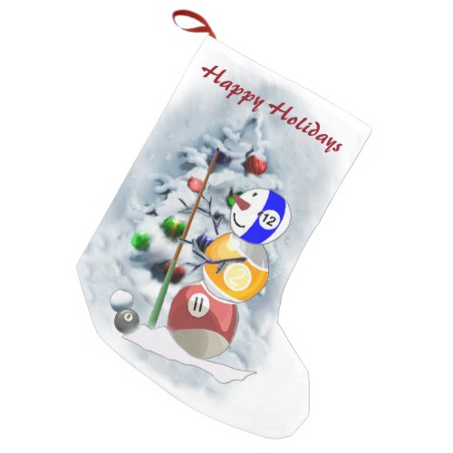 Billiards Ball Snowman Christmas Small Christmas Stocking