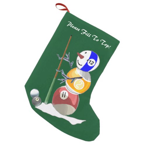 Billiards Ball Snowman Christmas Small Christmas Stocking