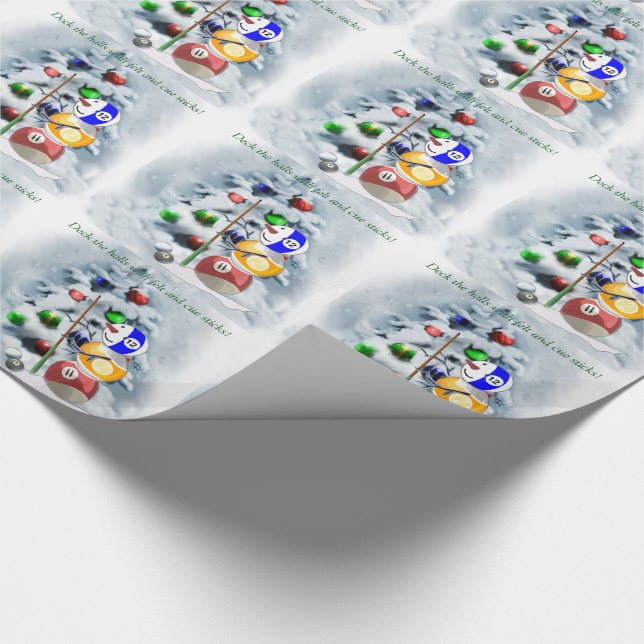 Billiards Ball Snowman Christmas Wrapping Paper (Corner)
