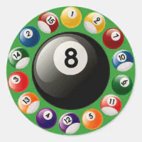 BILLIARDS BALLS CLASSIC ROUND STICKER