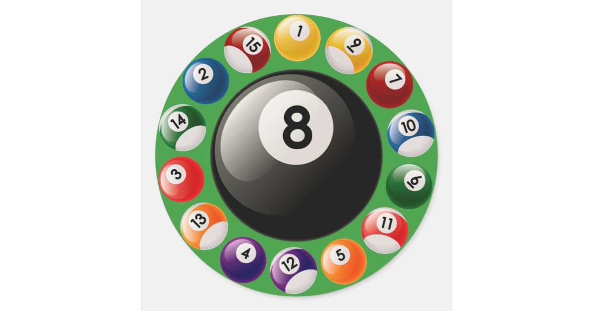 8 Ball Decal - 2 Pack Billiard Pool Ball Sticker - Choose Color Size