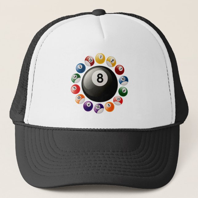 BILLIARDS BALLS TRUCKER HAT (Front)