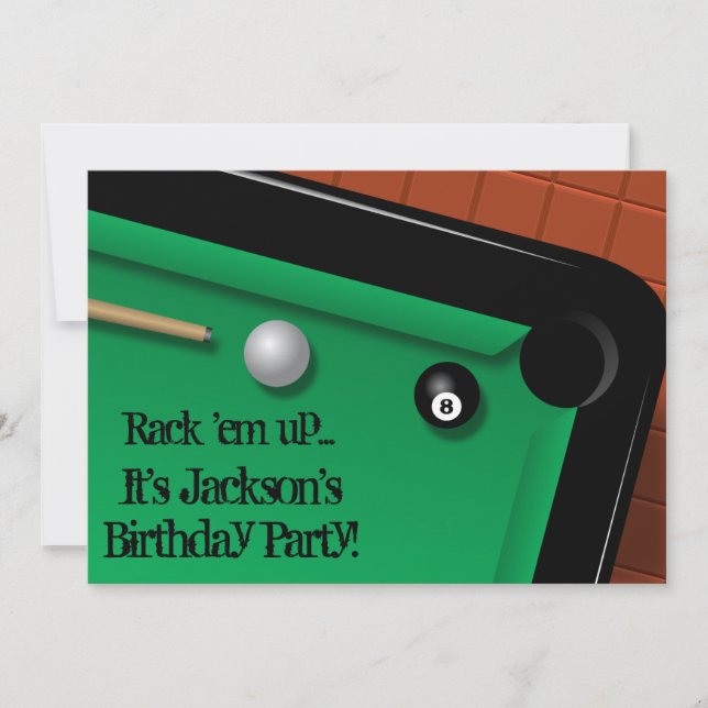 Billiards Birthday Party Invitation (Front)