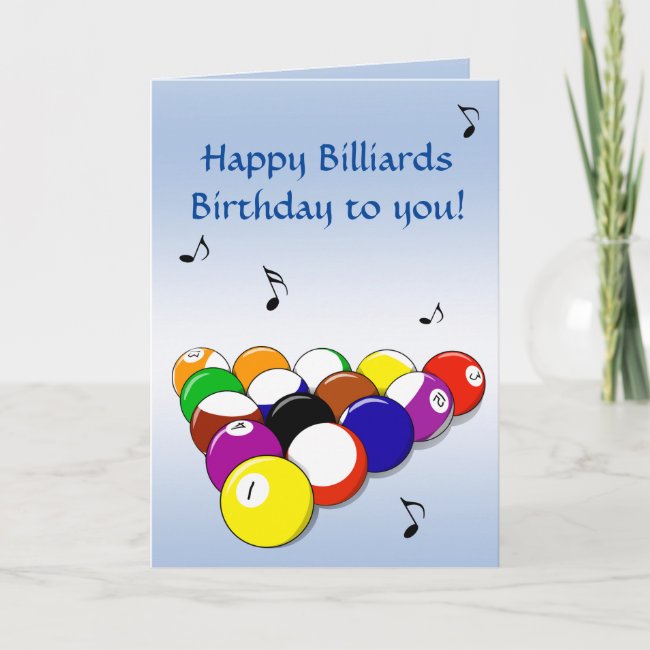Billiards Blue Birthday Card
