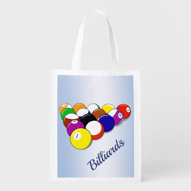 Billiards Blue Reusable Grocery Bag