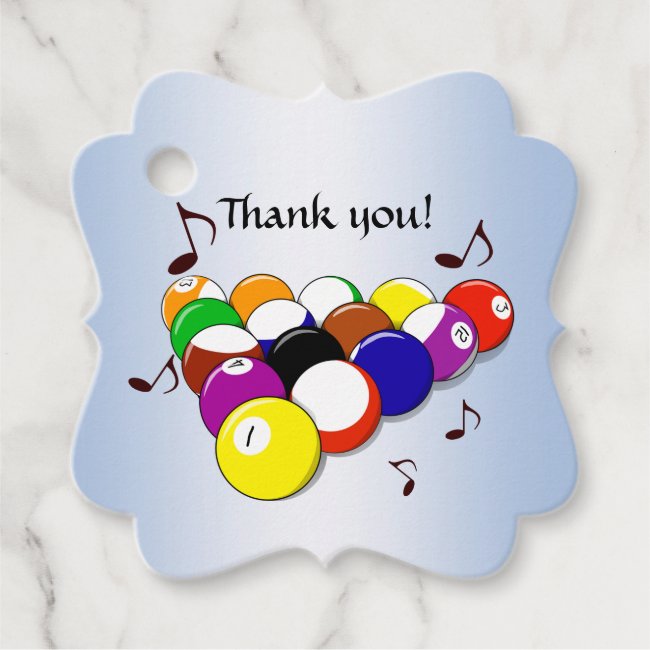 Billiards Blue Thank You Favor Tags