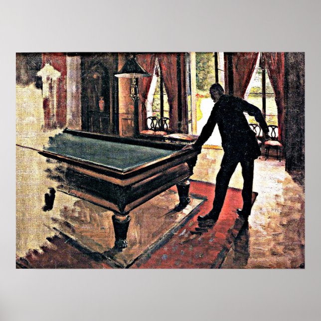 Billiards - Caillebotte, famous painting, Poster (Front)